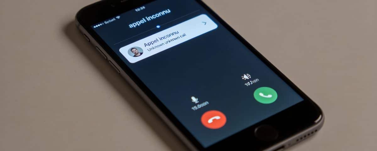 Capture d ecran smartphone montrant appel inconnu
