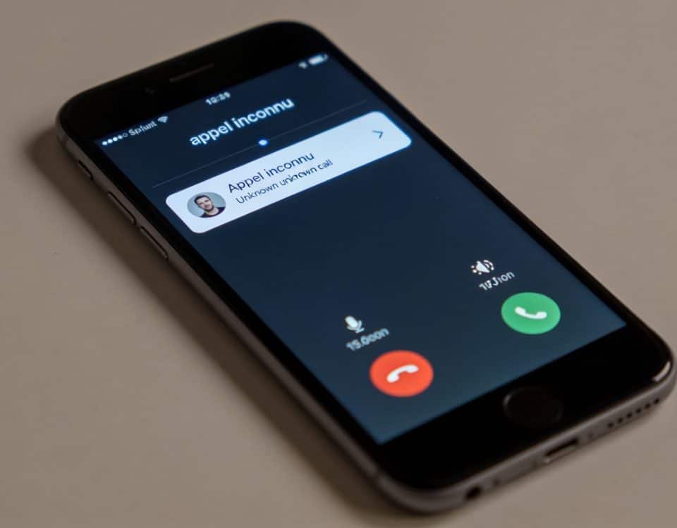 Capture d ecran smartphone montrant appel inconnu