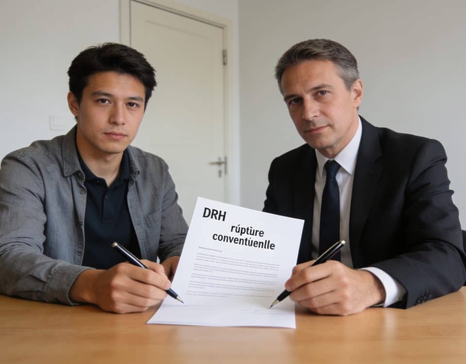 Employe et DRH signant une rupture conventionnelle