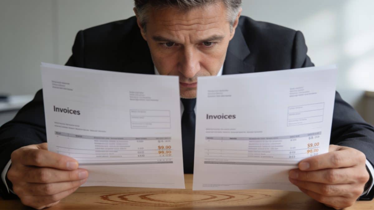Entrepreneur compare deux factures avec tarifs differents
