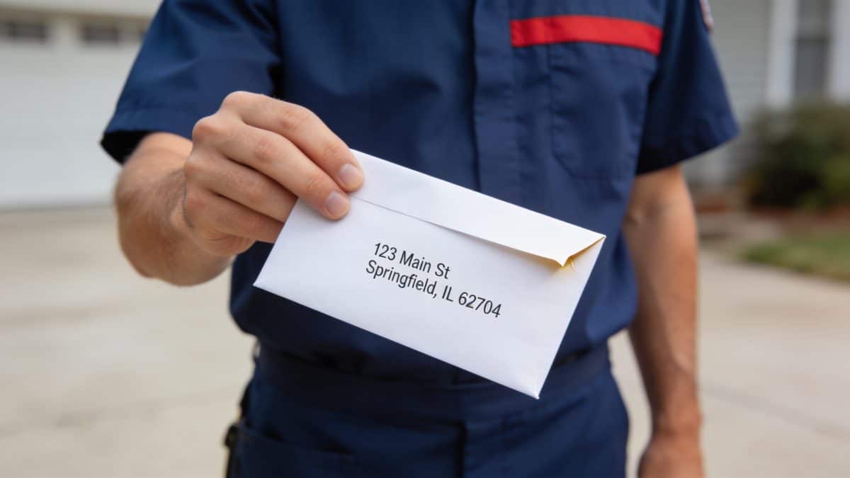Facteur tenant enveloppe adresse partielle et complete