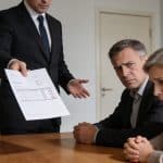 Notaire montrant facture salée a heritiers inquiets