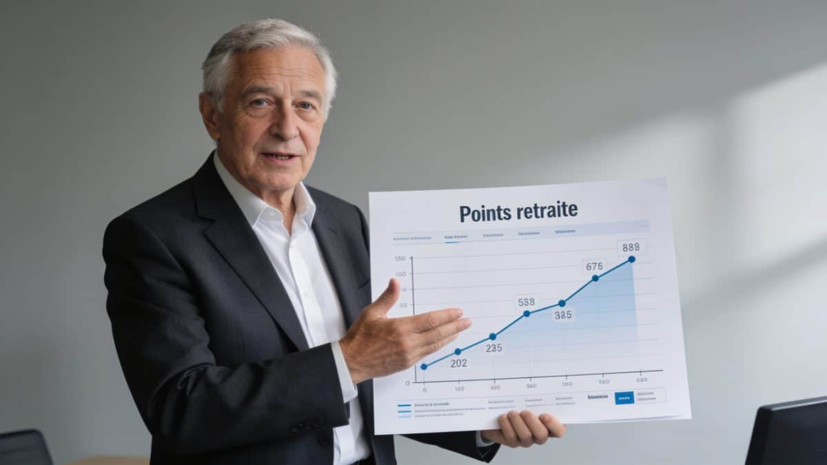 Senior consultant montrant graphique de points retraite