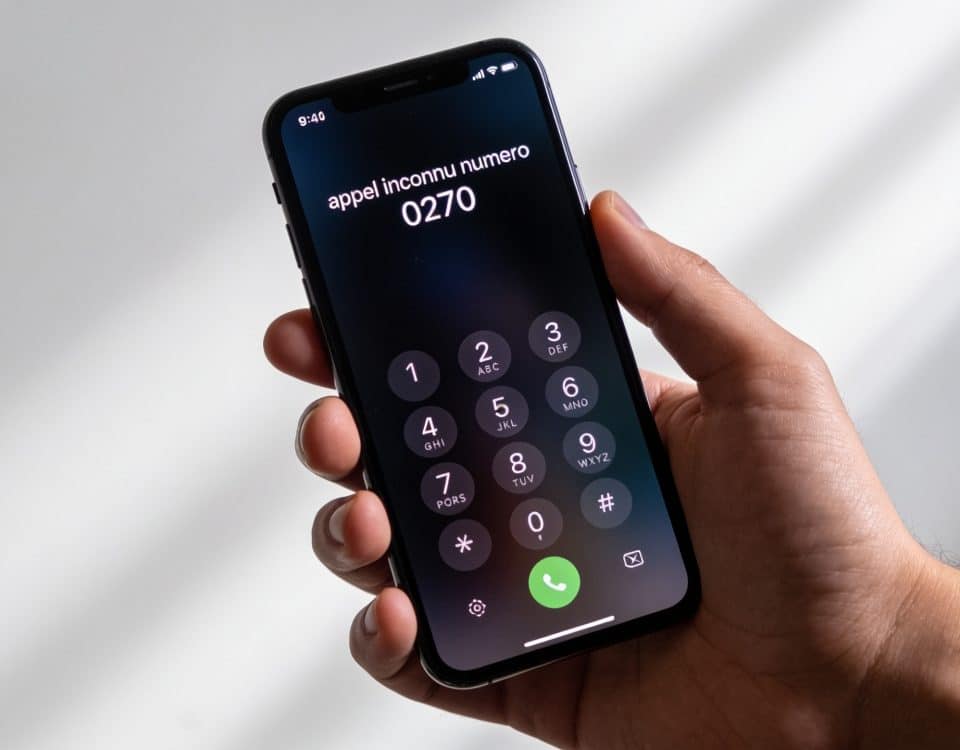 Smartphone en main affichant appel inconnu numero 0270
