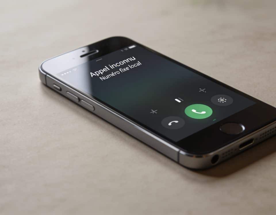 Smartphone affiche appel inconnu numero fixe local