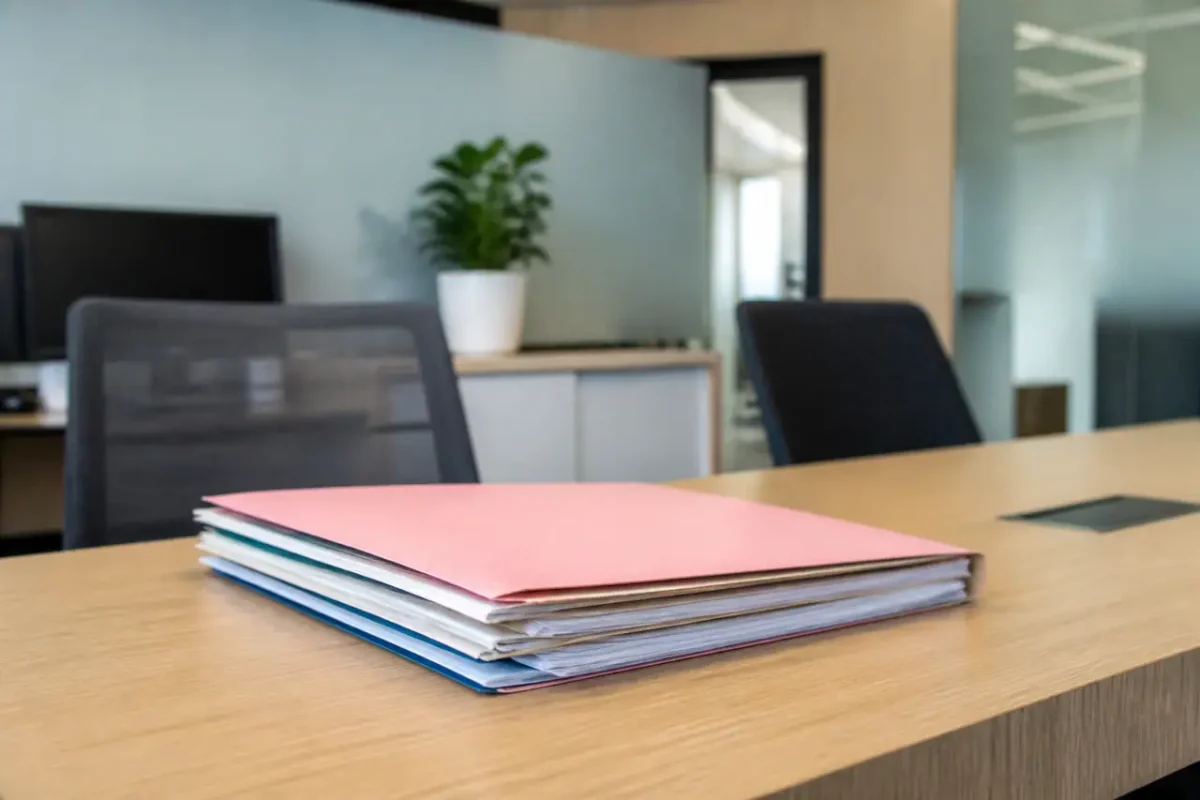 Conseiller bancaire recevant un client devant un dossier papier