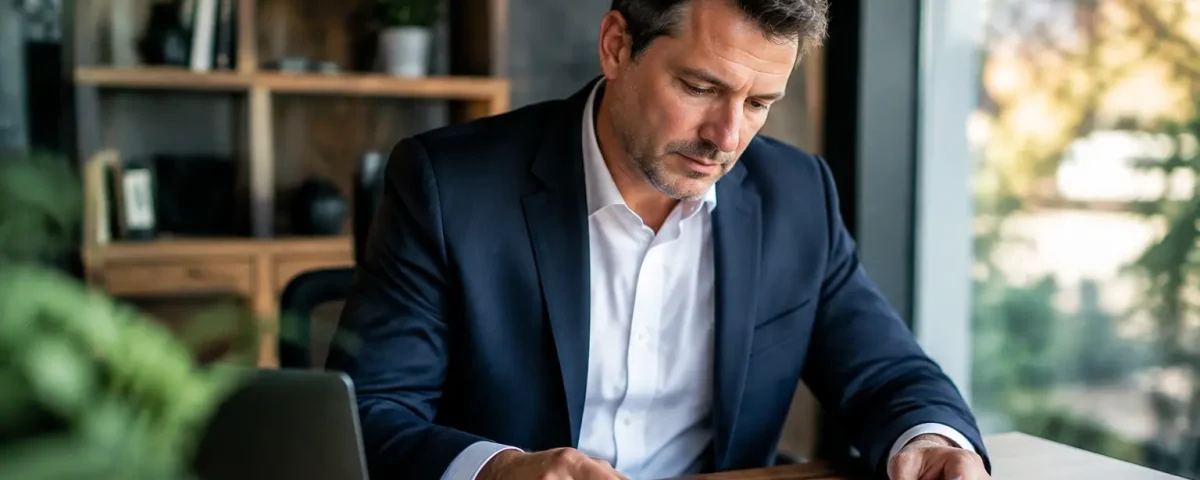 Dirigeant pose une fiche de paie sur son bureau