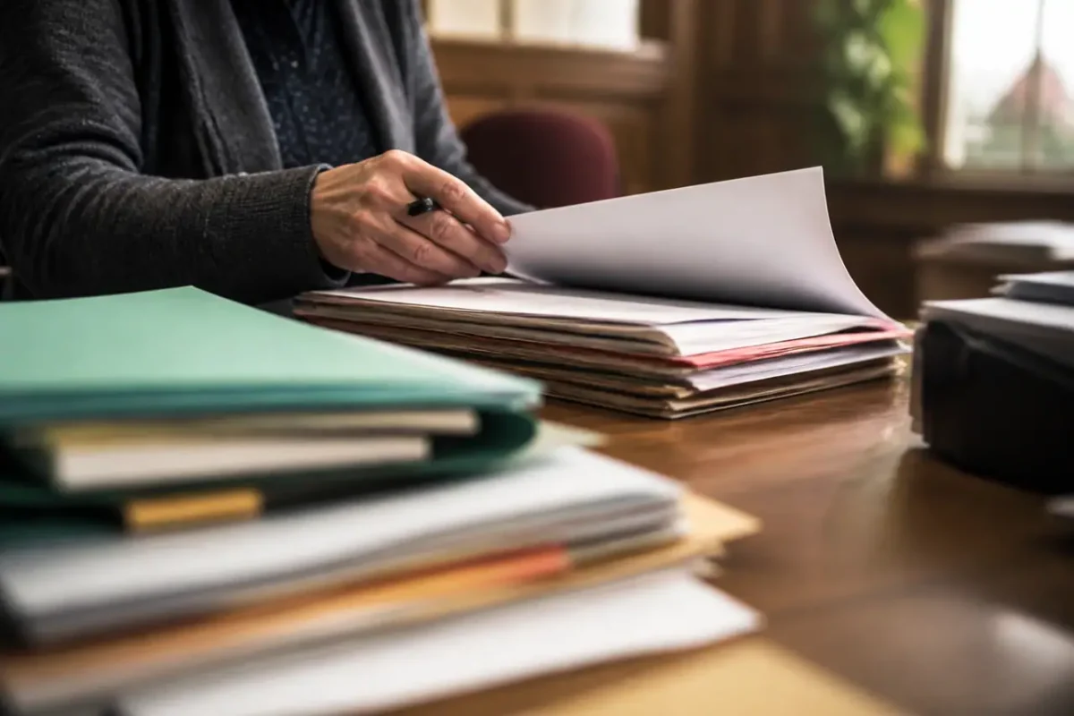 Documents fiscaux sur un bureau de mairie