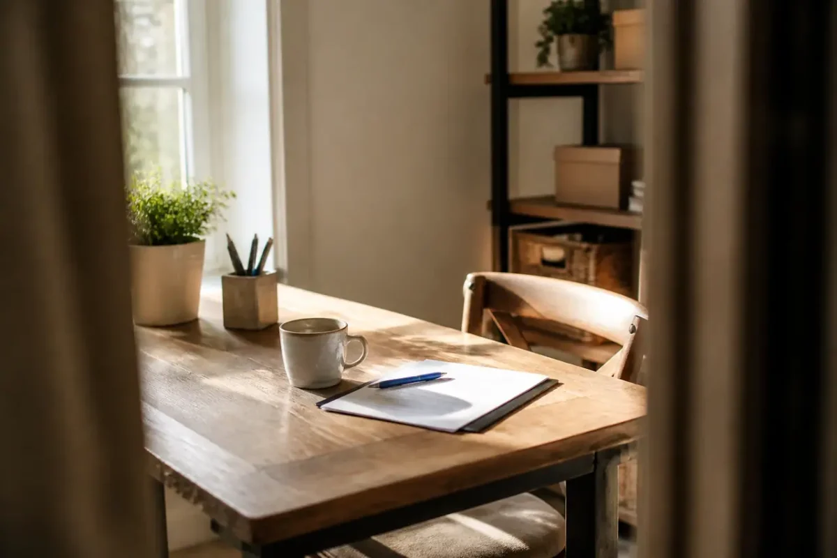 Mains remplissant un formulaire papier avec un stylo bleu