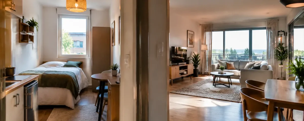 Petit studio a gauche et grand logement a droite