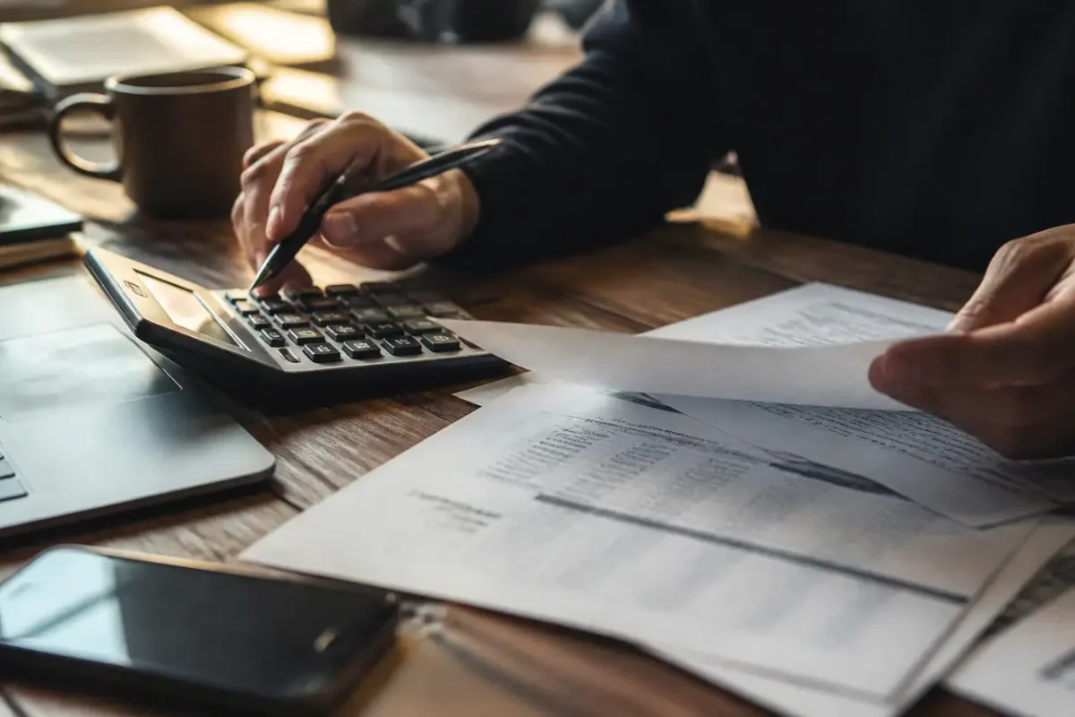 Relevé de carrière papier et calculatrice sur un bureau