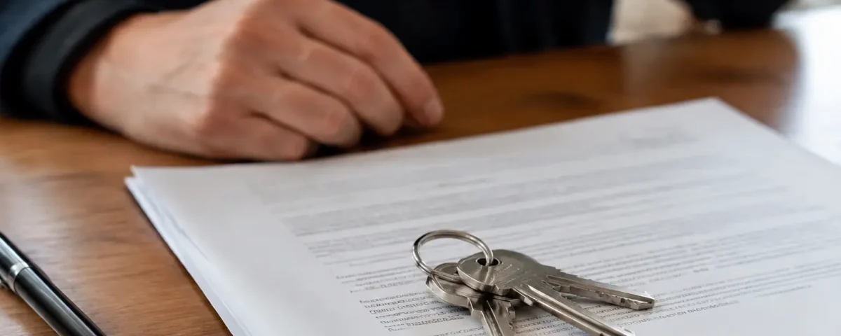 Trousseau de cles a plat sur un contrat