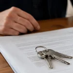 Trousseau de cles a plat sur un contrat